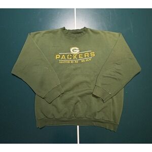Vintage Green Bay Packers Crewneck Sweatshirt Men XL Green Faded Embroidered 90s